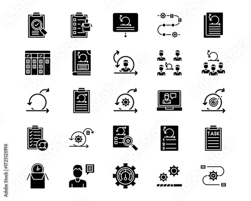 Scrum Development Line Vector Icons