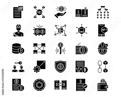 Blockchain Line Vector Icons
