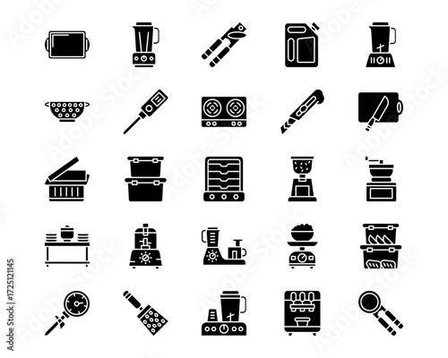 Food Processing Line Vector Icons