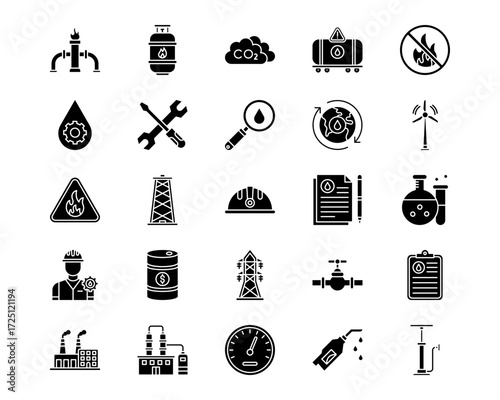Petrol Industry Line Vector Icons
