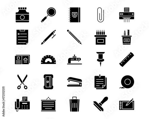 Office Stationery Line Vector Icons
