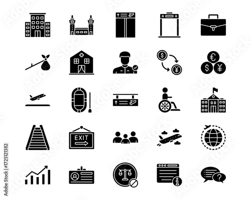 Immigration Line Vector Icons