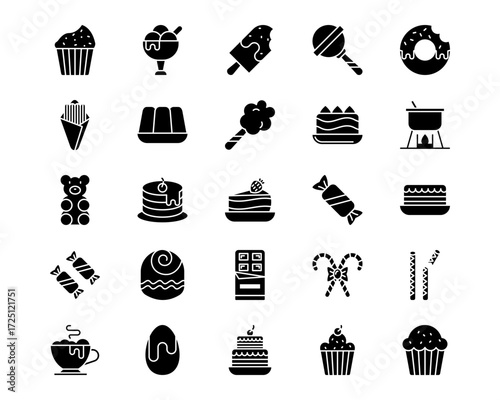 Sweets and Candies Line Vector Icons