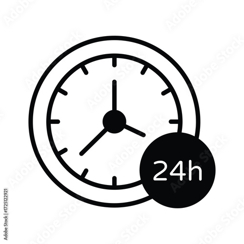24h service icon symbolizing round the clock shopping and support.