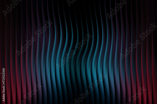 Abstract wavy vertical lines with blue and red neon glow