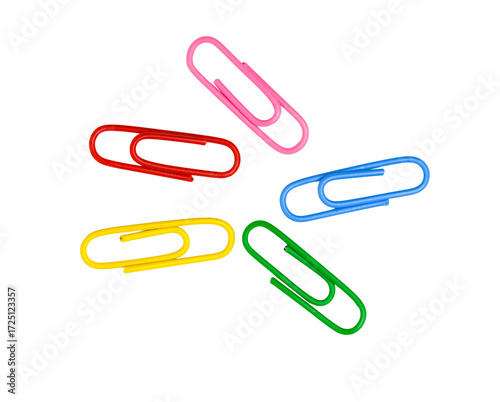 Bild auf Leinwand Paper clips isolated on white, top view, clipping path, PNG