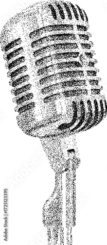 Vintage Microphone Stippling Art - Retro Audio Recording Equipment