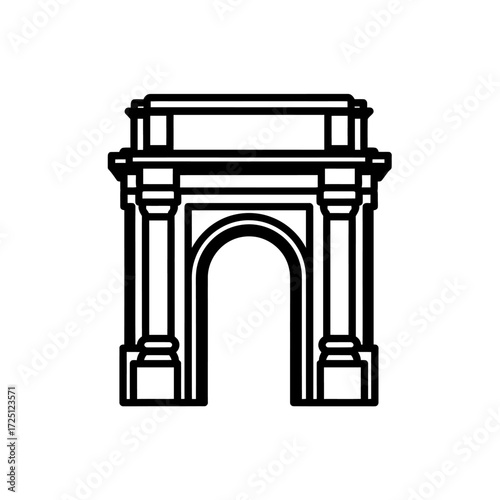 Bold Outline Drawing of a Historic Architectural Arch, a Grand Gateway Landmark Design