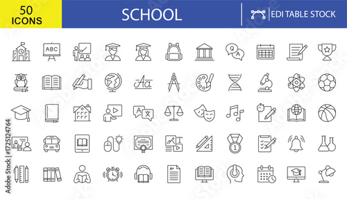 School and Education Vector Icon Set