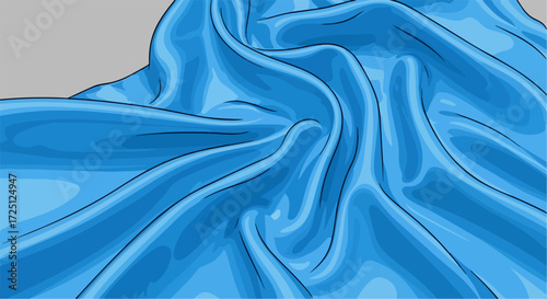 Abstract silk background displaying wavy folds of blue silk, light blue silk, smooth texture. Abstract silk background provides cool smooth effect.