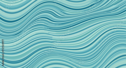 Turquoise waves with flowing abstract lines create a calming background. Captivating turquoise waves evoke sense of movement, resembling ocean surface with subtle depth and gradient.