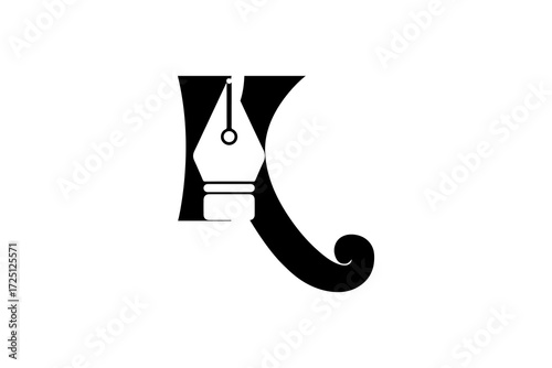  a stylized letter "K" incorporating a fountain pen nib