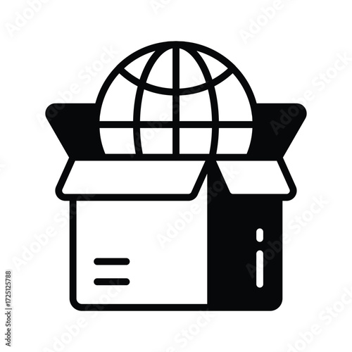Global parcel icon symbolizing international delivery and online shopping