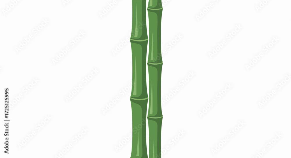 Naklejka premium Two green bamboo stalks, isolated against white background, present delicate bamboo canes with smooth texture and distinct nodes. Bamboo stems show shades of green, symbolizing growth and freshness.