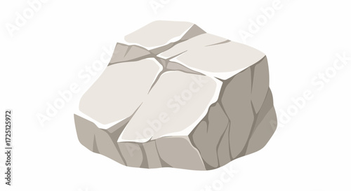 Gray rock with sharp edges isolated on white backdrop, illustrative. Natural gray rock looks sharp and rough for various purposes. Concept gray rock can be useful for background and texture,