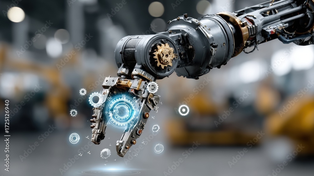 Fototapeta premium Advanced Robotic Arm with Precision Gripper in Industrial Setting