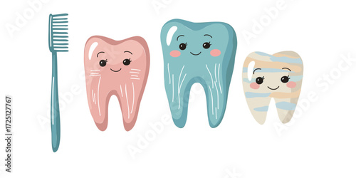 Vector illustration dental care cartoon symbol with toothbrush