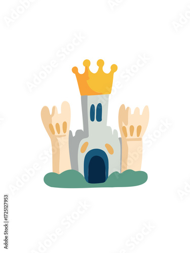 Vector illustration whimsical castle in fantasy cartoon design