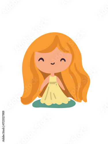 Vector illustration cute little girl dressed as princess