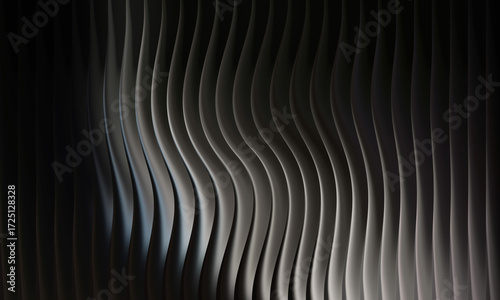 Abstract wavy vertical lines with dramatic lighting and shadow