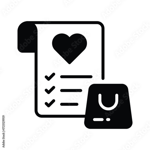 Wishlist icon representing saved items, shopping favorites, and ecommerce lists