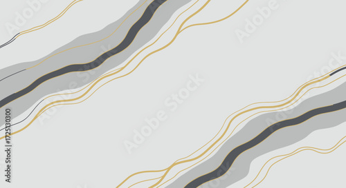 This flat design illustration presents an abstract interpretation of a luxurious marble pattern, characterized by flowing lines and a sophisticated color palette. 