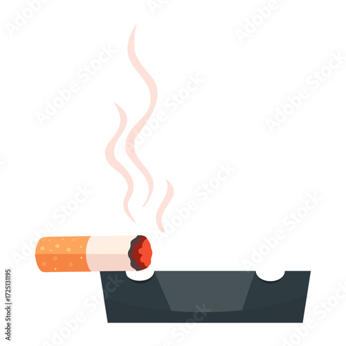 Illustration of a Cigarette Burning in Ashtray