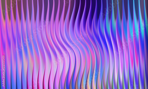 Abstract wavy vertical lines with iridescent purple and blue colors
