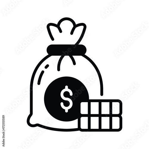 Get this amazing flat outline style icon of money bag