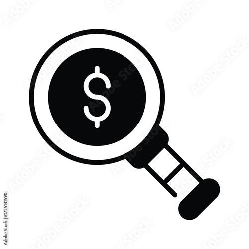 Financial search, budget planning and money search vector design in flat style