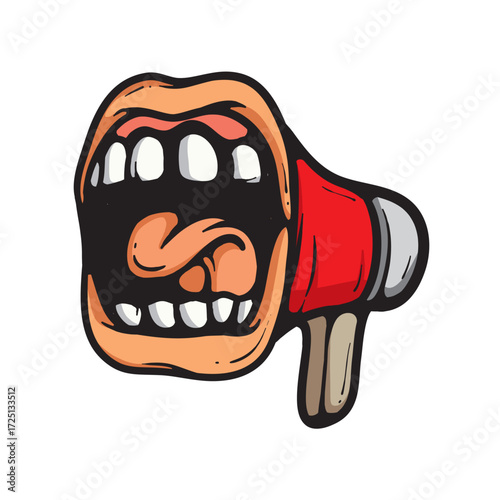 Megaphone Mouth Cartoon Vector Illustration