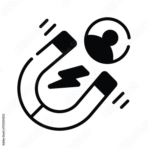 Creatively crafted customer attraction icon in flat outline style