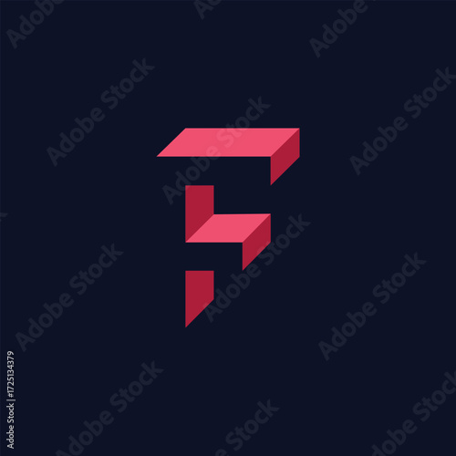 Modern Geometric  Letter F 3D Logo Design