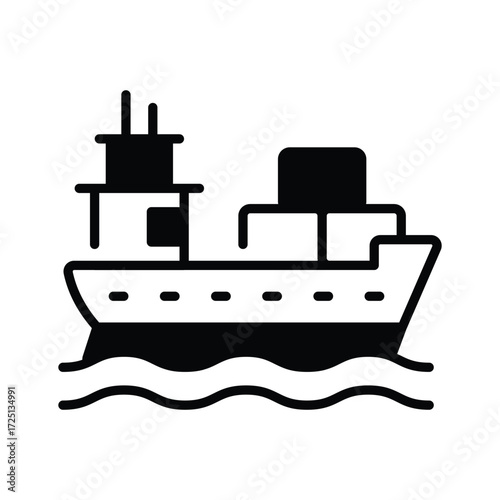 Cargo ship icon representing global delivery, ecommerce shipping, and logistics