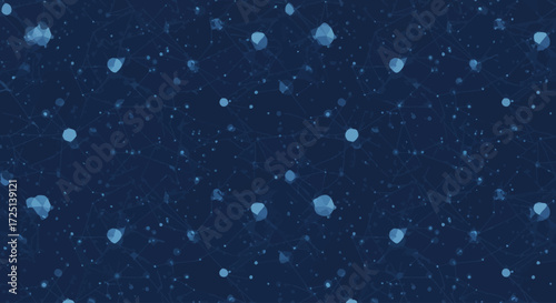 A dynamic composition of interconnected geometric shapes, including polygons and circles, forming a minimalist and abstract seamless background in a clean Flat Design style. 