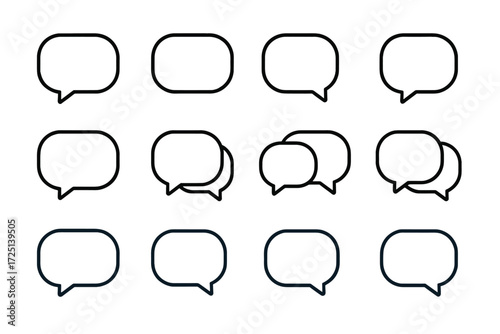 Collection of speech bubble outlines suitable for various digital and print designs