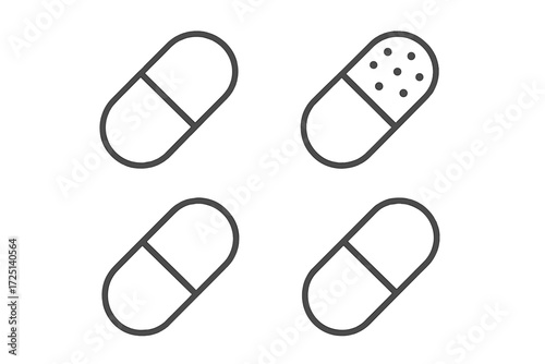 Different types of capsules arranged in a grid showcasing various designs and textures