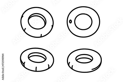 Various styles of simple circular shapes with inner holes displayed in a grid format