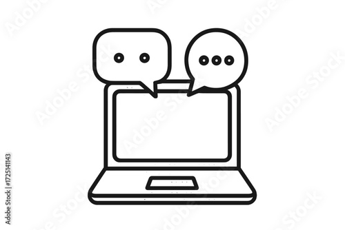 Online conversation on a laptop showing chat bubbles during a virtual discussion