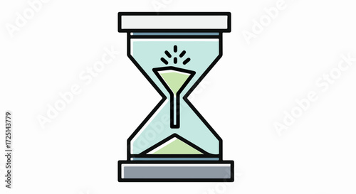 Sand timer displaying time flow in light colors. Hourglass represents passing of time, its flowing sands a symbol of urgency and deadlines. Visualize time running out with sand timer,