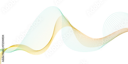 Abstract flowing wave lines in gradient colors of soft blue and golden yellow on a white background,
smooth curves creating a sense of motion and harmony, minimalistic modern design,
elegant and airy,