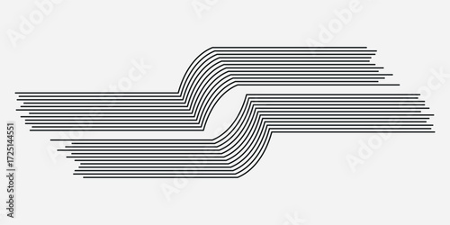 simple half lines flowing dynamic pattern in black colors with space for text isolated on white background. vector
