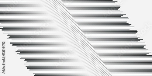 Modern half lines flowing dynamic pattern in black colors with space for text isolated on white background. vector art
