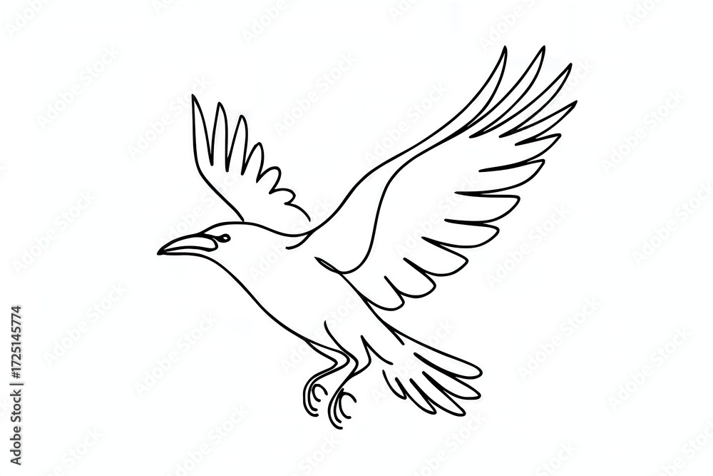 Obraz premium Minimal Flying Raven Line Art Logo