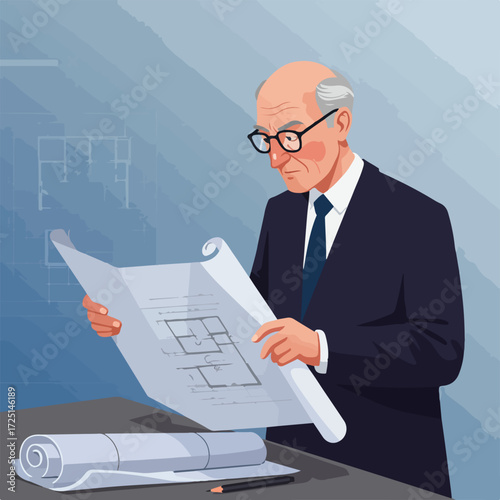 Architect reviews floor plans