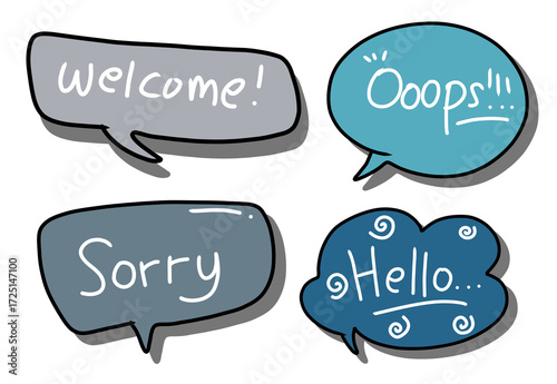 Set speech bubble chat massage talk symbol 