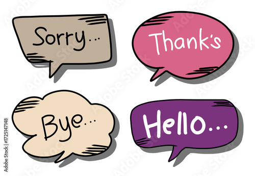 Set speech bubble chat massage talk symbol 