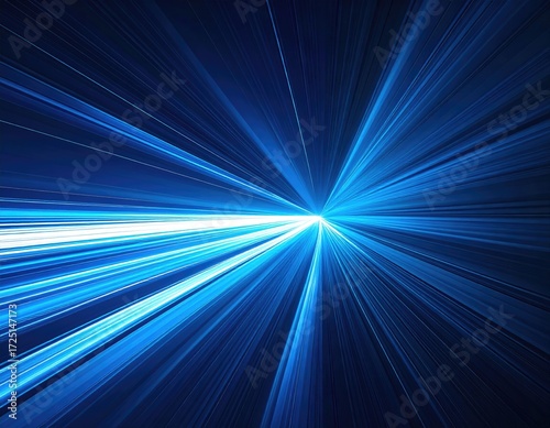 Abstract blue light rays exploding outward