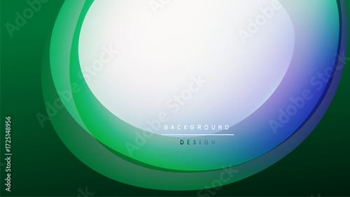Abstract background features layered curves. Green, blue, white hues blend smoothly. Minimalist design evokes modern aesthetic.