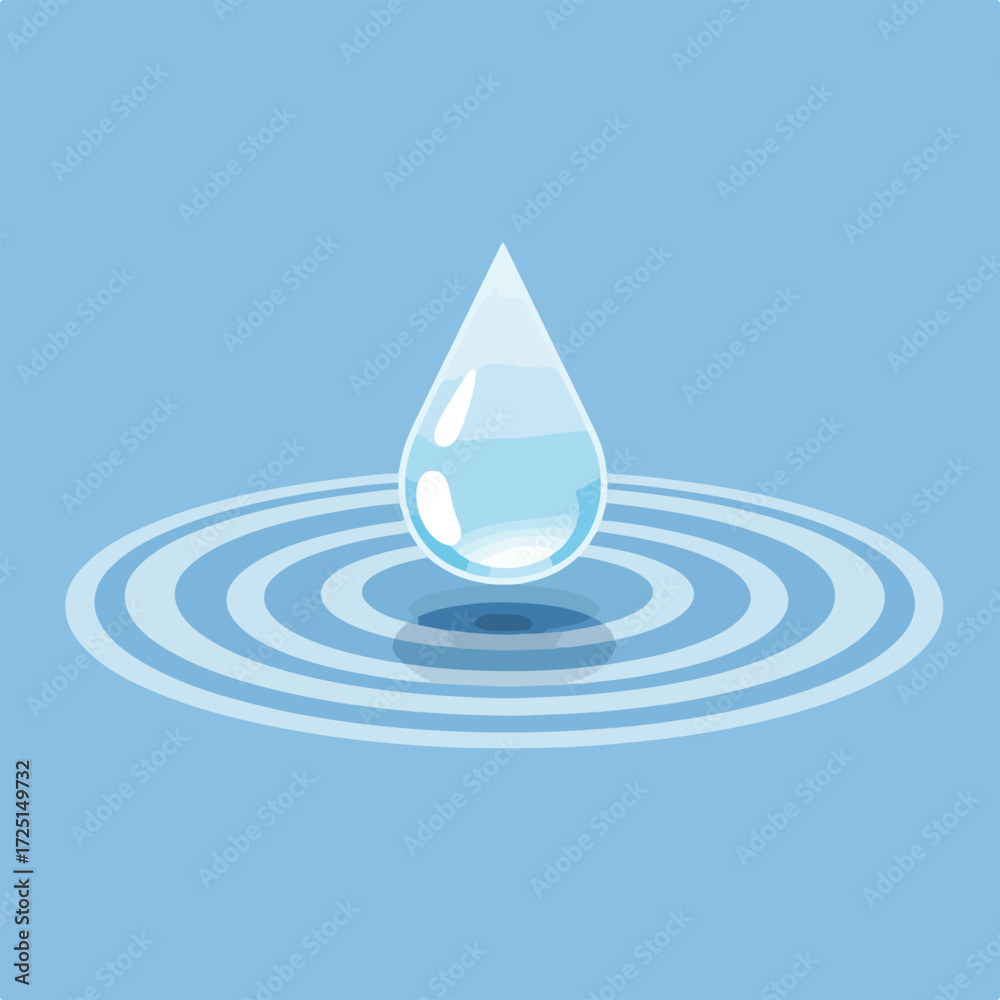 Fototapeta premium Water droplet hitting water surface, ripples expanding in concentric circles
